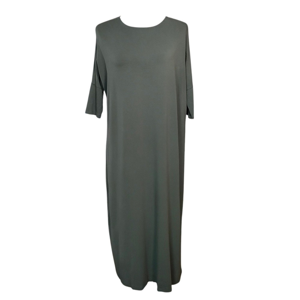 Mimu Maxi Dress Olive Green Modest Lagenlook Forest Witch Made in USA Small Tall